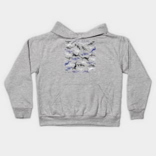 blue black and white whales Kids Hoodie